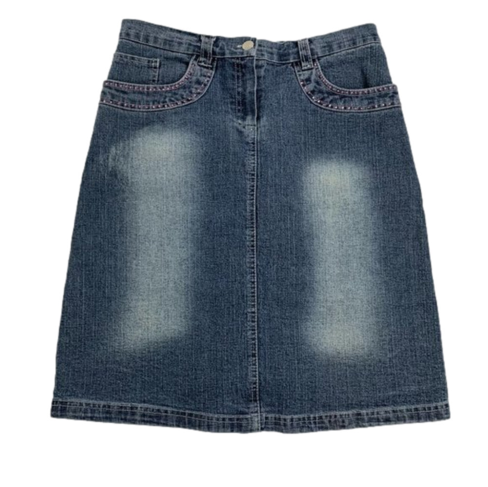 REGINA Vintage Y2K Denim Skirt with Rhinestones size  38